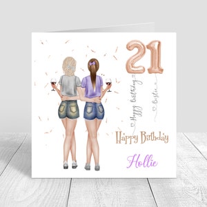 Carte d'anniversaire femme Bestie faite main/personnalisée 18ème 21ème 25ème 30ème 40ème 50ème petite-fille fille nièce