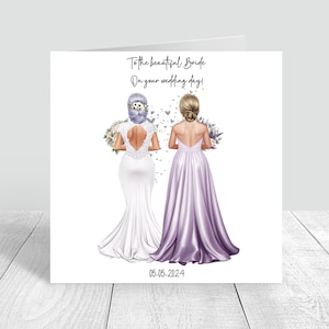 Carte personnalisée le jour de votre mariage faite main pour meilleure amie, soeur, cousine, diverses coiffures de demoiselle d'honneur, carte de mariage de félicitations 1011