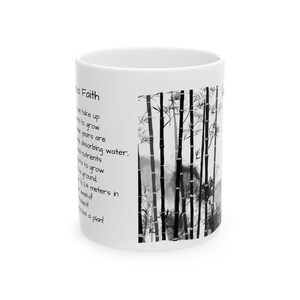 Ceramic Mug - Bamboo Faith Coffee Mug with Writing, Inspirational Tea Cup, Religious Drinkware, Christian Gift for Her, Inspirational Quote