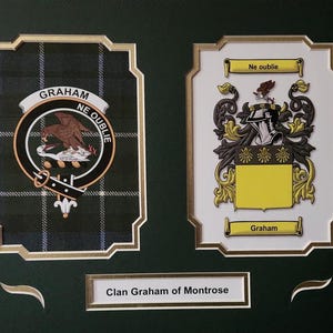 Scottish Clan Name and Crest, Coat of Arms, Scottish Clan, Scottish Clan Badge, Scottish Clan Tartan, Family Crest, Double Mat