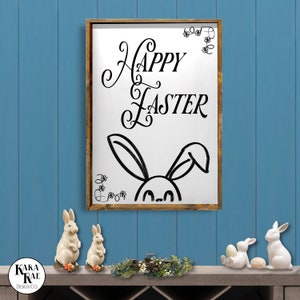 Happy Easter Wood Sign Easter Decor Spring Decor image 1