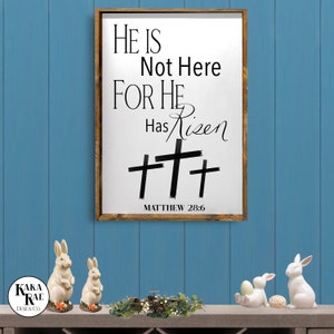 He is Not Here Wood Sign Easter Decor Home Decor Inspirational Decor image 1