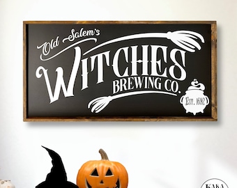 Old Salem's Witches Brewing Company | Wood Sign | Halloween Decor | Halloween Sign