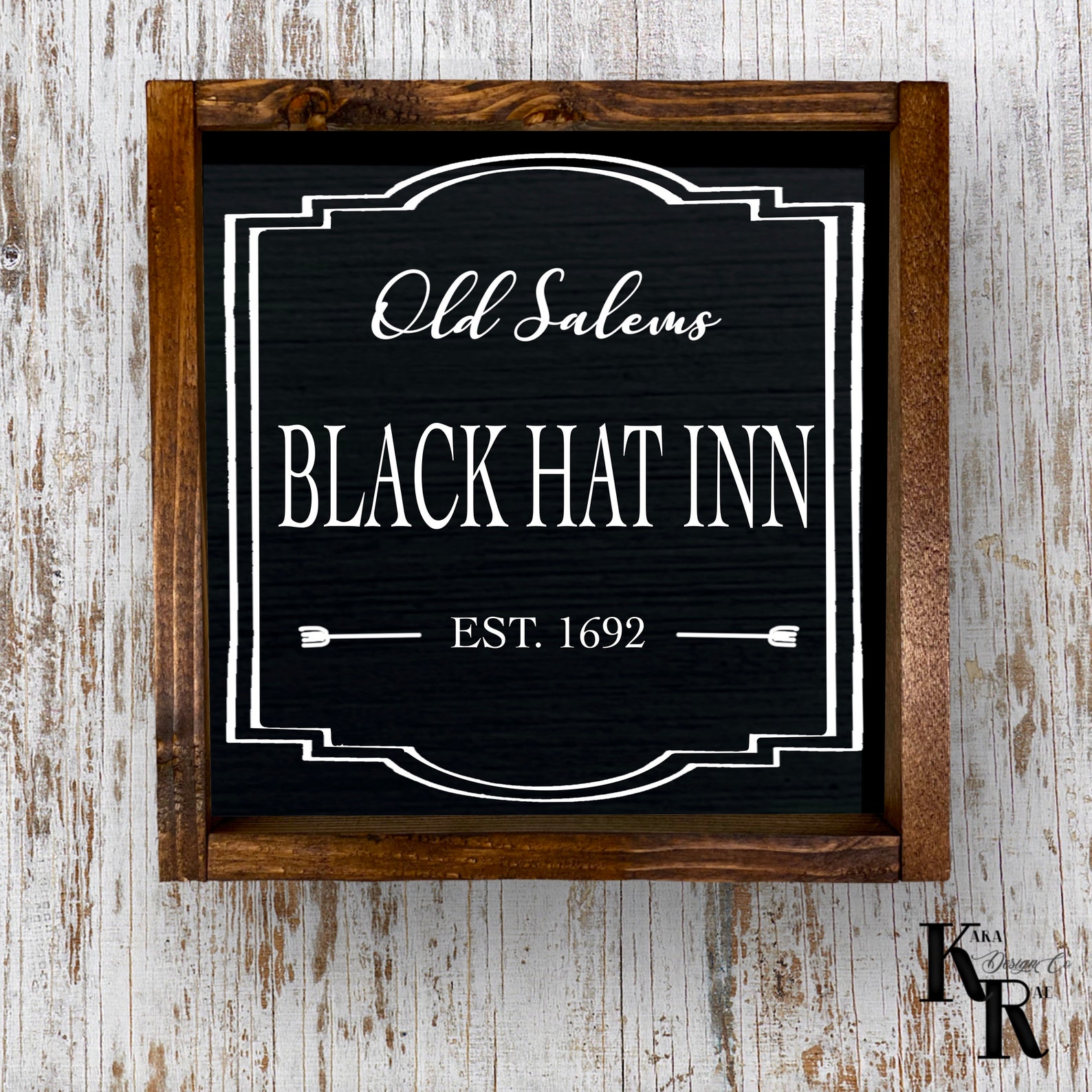 Old Salem Black Hat Inn Wood Sign Halloween Decor Etsy