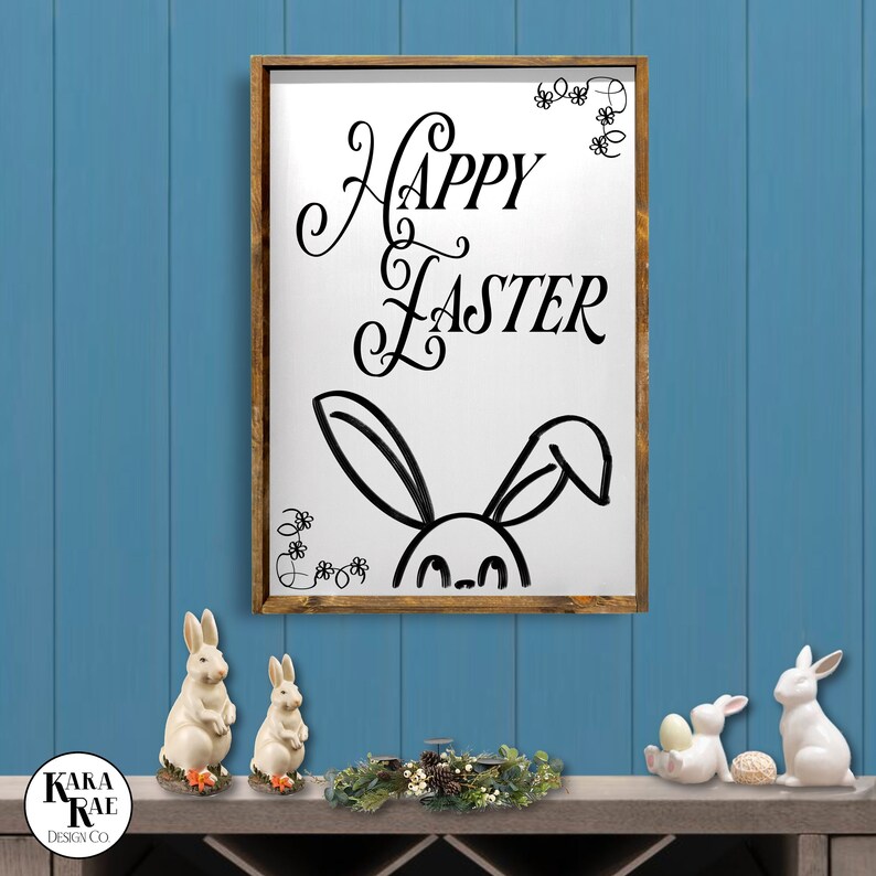 Happy Easter Wood Sign Easter Decor Spring Decor image 1