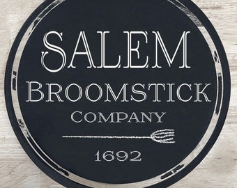 Salem Broom Stick Company Laser Etched  | Wood Sign | Halloween Decor | October | Fall Decor