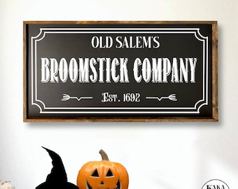 Old Salem’s Broomstick Company | Wood Sign | Halloween Decor | Halloween Sign
