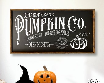 Ichabod Crane Pumpkin Co. | Wood Sign | Halloween Decor