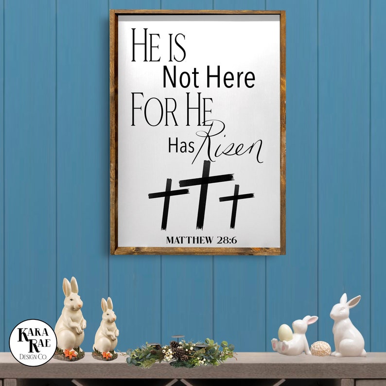 He is Not Here Wood Sign Easter Decor Home Decor Inspirational Decor image 1