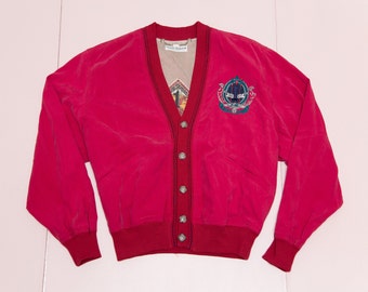 Vtg UMBERTO BILANCIONI Giacca henley rosa scuro 95% seta Made in Italy per il Giappone solo sz M medio uomo
