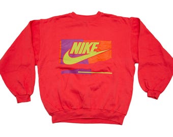Vtg 80's NIKE grey tag pink pullover sweatshirt, made in Portugal sz men's Medium