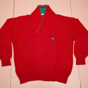 Vtg VALENTINO Beachwear pullover red sweatshirt jumper, made in Italy, sz men&#39;s Medium or even Large