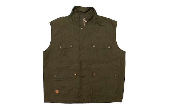 Vtg FJÄLLRÄVEN G-1000 Brownish-green SAMPLE Utility Reporter Vest