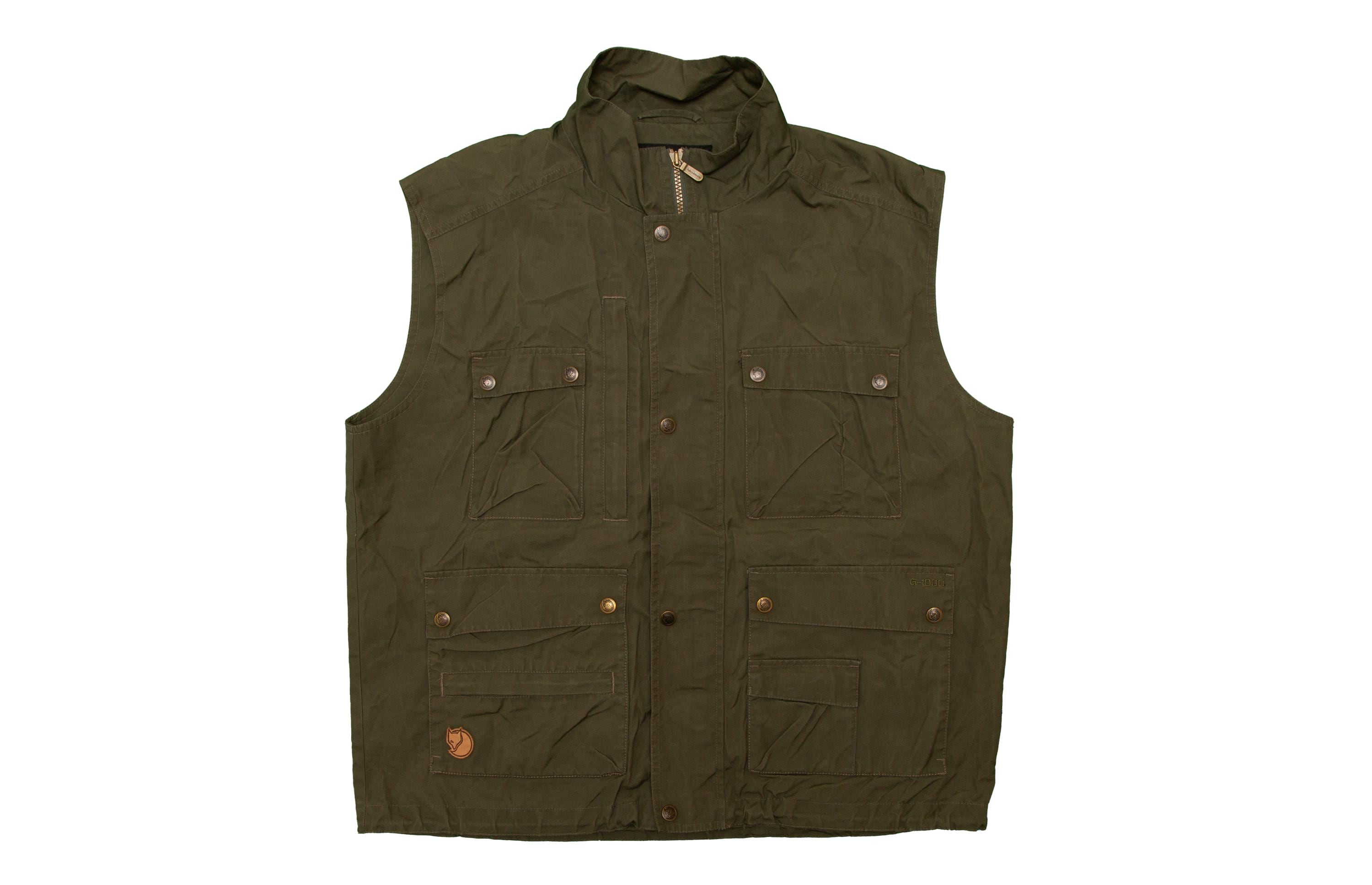 Vtg FJÄLLRÄVEN G-1000 Brownish-green SAMPLE Utility Reporter Vest