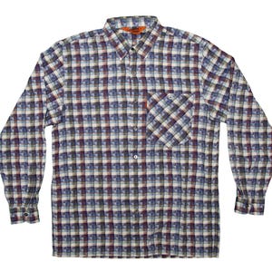 Vtg & seltenes MISSONI Uamo mehrfarbiges Hemd mit Knöpfen, made in Italy, sz Herren Medium