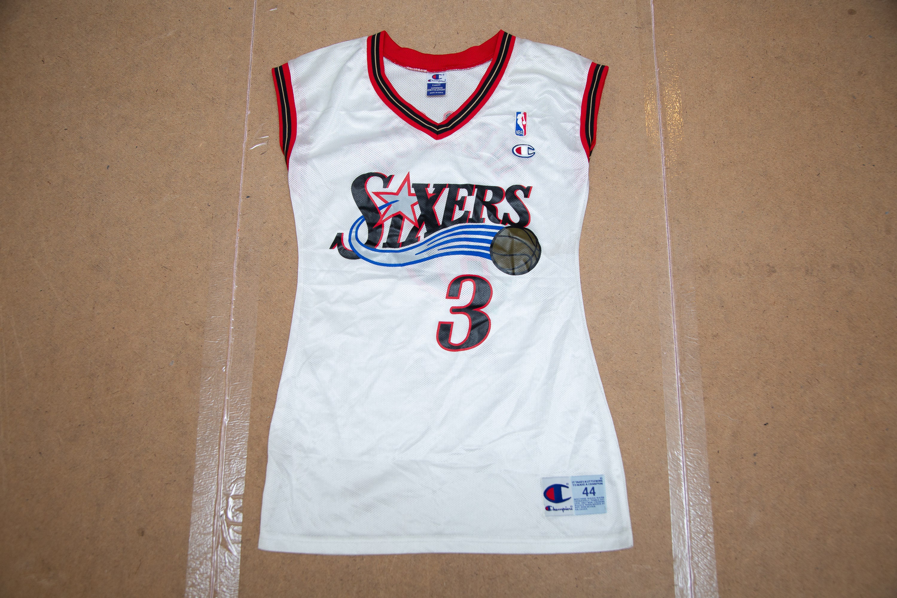 Champion Philadelphia 76ers #6 Iverson NBA Jersey Mens Size L stitched  letters