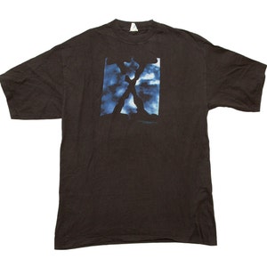 ヴィンテージ X-FILES テレビシリーズ 1995 20世紀フォックス 両面プリント ブラック T シャツ、MFG by Stanly Desantis、サイズ メンズ X-Large