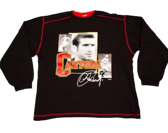 Vtg i rzadka bluza z długim rękawem z nadrukiem Erica Cantony, gwiazdy piłki nożnej i futbolu francuskiego, licencja CMC, rozmiar M, damska
