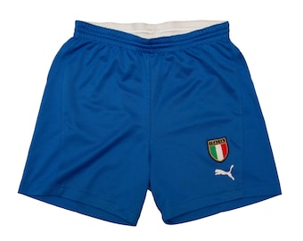 Vtg PUMA Italia soccer/football kit 2003-04 blue shorts, sz men's Medium