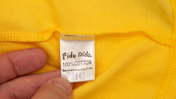 Vtg Deadstock FIDO DIDO 1985 Long Sleeves Yellow-black-white