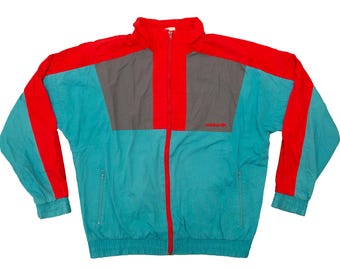 Vtg ADIDAS 90's essential blue-red-grey track jacket with inside lining, sz men's Medium