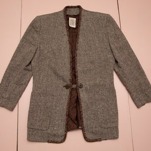 Vtg & very rare 90&#39;s Studio 0001 by FERRE brown designer Gianfranco Ferre suit jacket blazer, made in Italy, sz fit women&#39;s Medium or Large