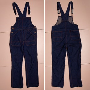 Vtg denim jeans blue overalls, fit men&#39;s Medium or women&#39;s X-Large