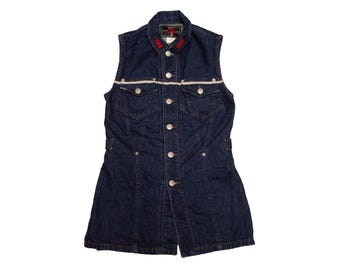 Vtg & rare 90's Jean-Paul GAULTIER Jean's sleeveless denim long top blouse, sz women's Medium