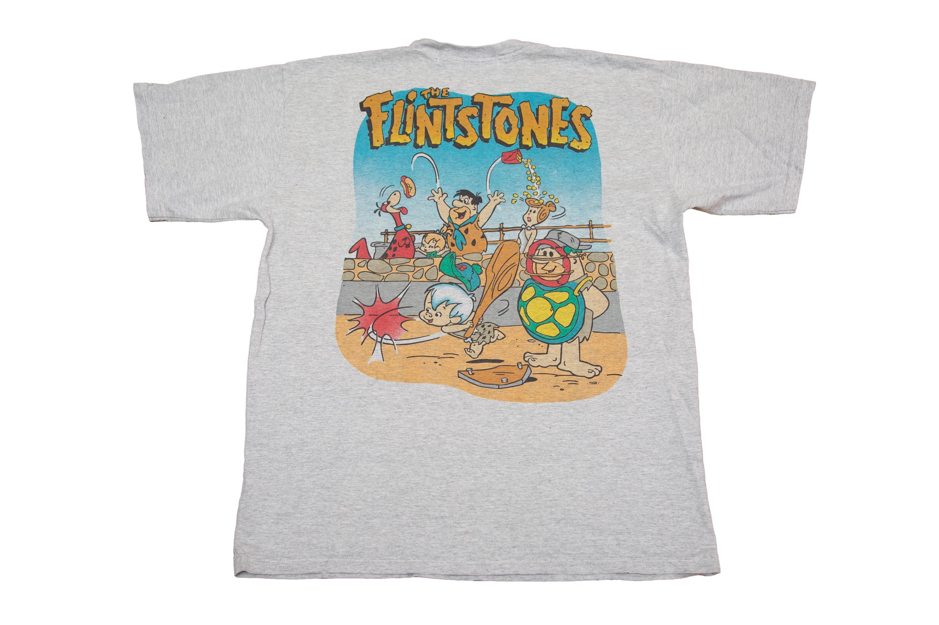 Vtg & Very Rare the FLINTSTONES Cartoon 90's Grey T-shirt, Double Vtg & Very Rare the FLINTSTONES Cartoon 90's Grey T-shirt, Double