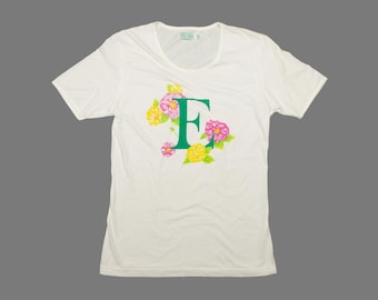 Vtg & very rare ESCADA Jardin De Soleil Margaretha Ley fragrance promo women's white t-shirt, sz fit women's Medium/Large