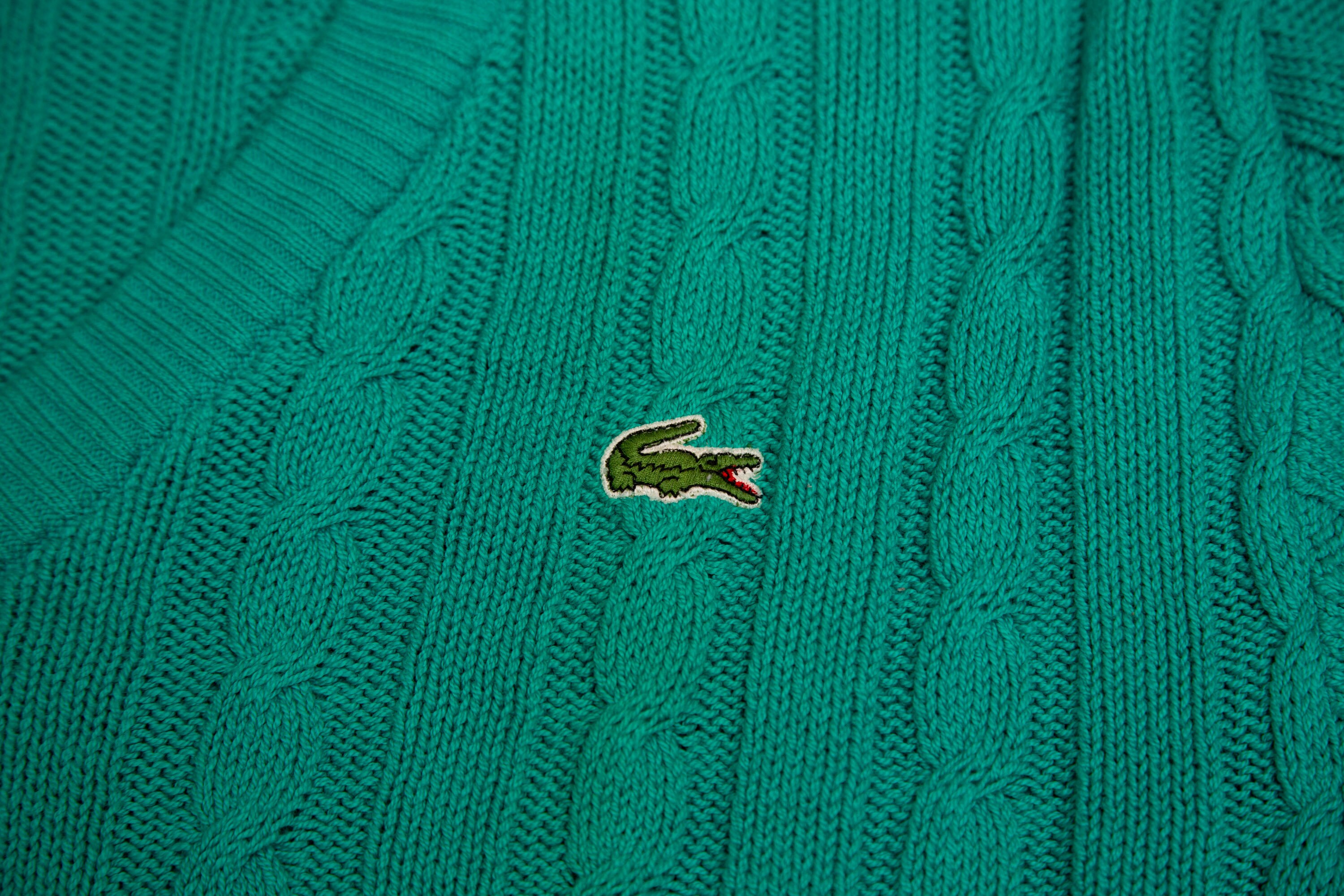 Lacoste vintage multicolour style made in France cable knit