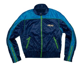 Vtg HEAD 80's Sports & Ski Wear blue skiing racer jacket, sz fit men's Small-Medium