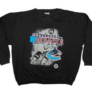 Felpa con cappuccio nera Vtg Vancouver CANUCKS della squadra di hockey NHL di Gamegear, taglia M da uomo