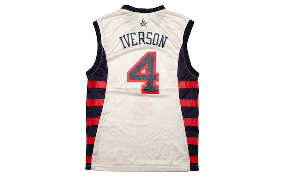 Vtg Reebok Allen IVERSON #4 USA Basketball 2003 White Jersey, Made