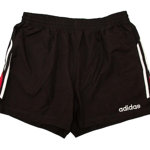 Vtg ADIDAS black 90&#39;s sports football/soccer shorts with lining, sz men&#39;s Large