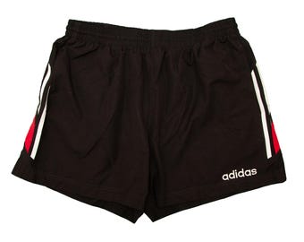 Vtg ADIDAS black 90's sports football/soccer shorts with lining, sz men's Large