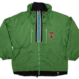 Vtg BOGNER Markus Wasmeier green hooded ski jacket with google pocket, sz 54 or men&#39;s sz fit X-Large