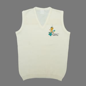 VTG et très rare Cricket ICC Trophy Kenya 1994 ABN-AMRO Bank International Cricket Council gilet blanc, taille moyenne pour hommes