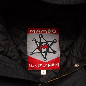 Vtg & very rare MAMBO menswear Sheriff of Nothing removable hoody black parka jacket, sz men's Medium image 5