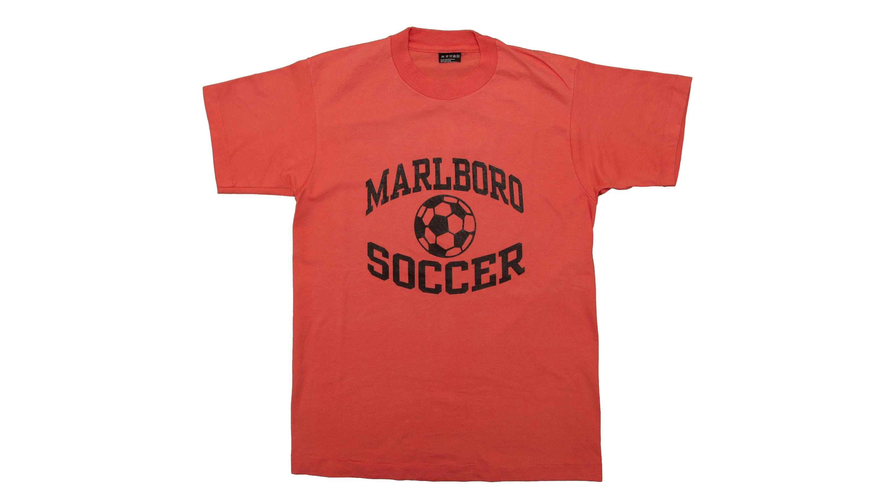 Vtg MARLBORO Soccer #6 Football Salmon-orange Single Stitch T