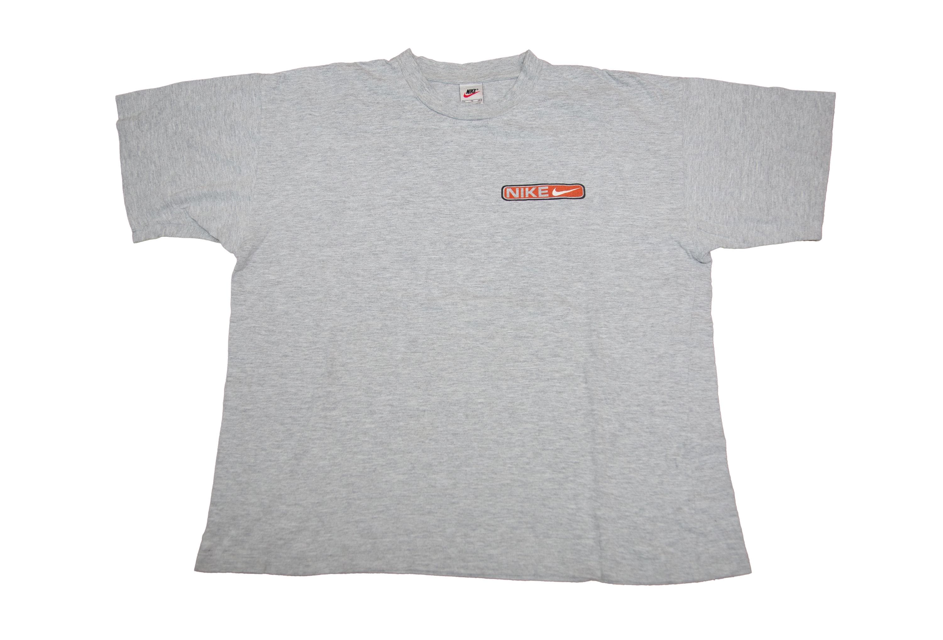 Vtg 90s NIKE Air White Tag Grey T-shirt, Double Sided Graphics 