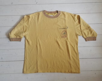 Vtg United Colors Of BENETTON shirt/sweatshirt Made by BNT &quot;Expressly&quot; yellow 90&#39;s Made in Italy size men&#39;s L large XL extra large