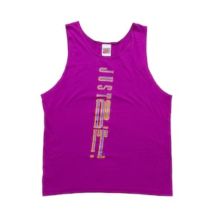 Vtg & rare NIKE "Just Do It" 80's purple tank top shirt, made in Portugal, sz fit men's Large/Medium