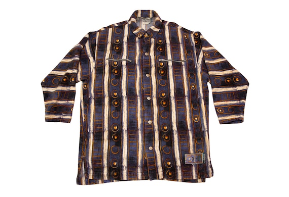 Vtg 90's ADIDAS X-LARGE TRIBE Multicolor Striped Flannel Oversized