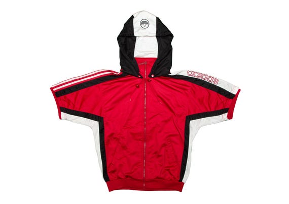 Vtg & Rare ADIDAS 90's Short Sleeves With Detachable Hoodie Zip
