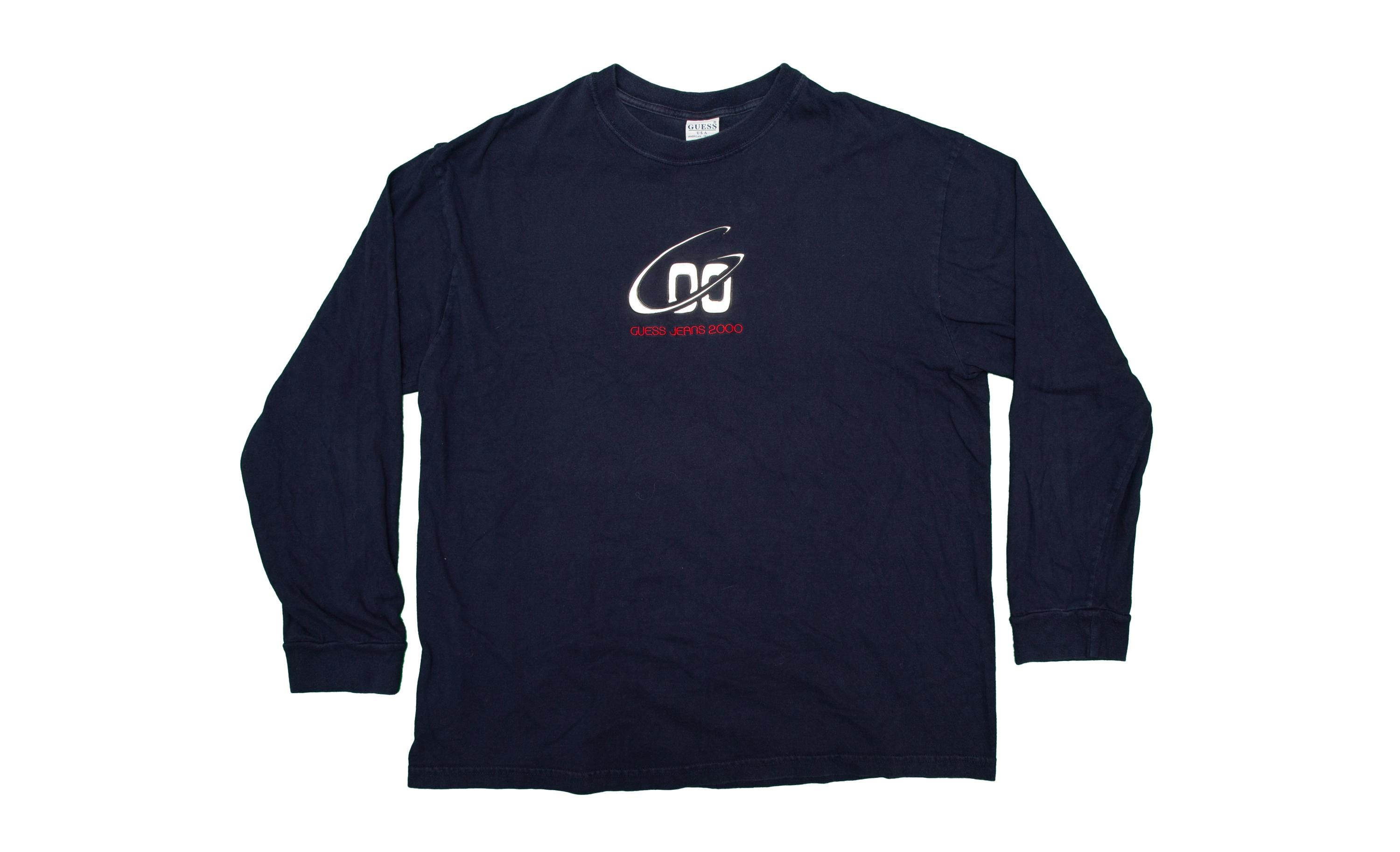 Vtg GUESS Jeans 2000 American Tradition Long Sleeves Dark Blue T