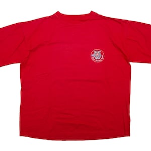 Vtg ESSO Tiger Racing Team truck racing red t-shirt, logos "Essolube XTS" and "Esso Card", sz men's XX-Large/X-Large