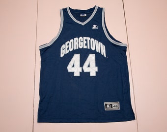 Vtg Starter GEORGETOWN Hoyas #44 NCAA university blue basketball jersey, made in Korea, sz men's Large
