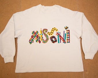 Vtg & rare 90&#39;s MISSONI white pullover sweatshirt, designer brand, sz fit men&#39;s Medium