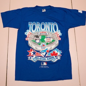 Vtg TORONTO 1991 All-Star Game home of Blue Jays Starter Sportswear MLB 1990 single stitch blue t-shirt, made in Canada, sz men's Medium
